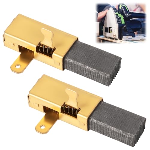 With metal connection holder, high-quality carbon brush compatible with Festool TS55, TS75, AP55EB, AP65EB, AT55E, AT65EB 6 x 11 x 16.5 mm, high strength and durability, motor carbons compatible (2 Pack of 2