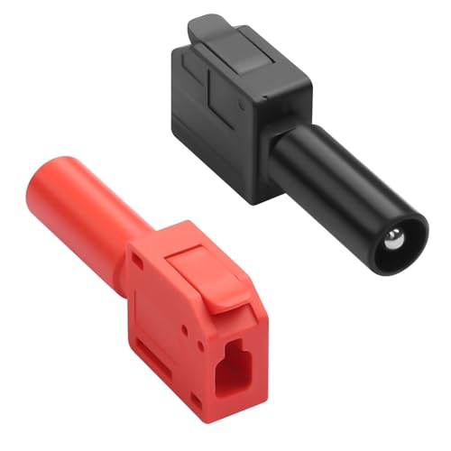 QIANRENON 4 mm Banana Plug Solderless Connection 32A M4 Sheath Banana Plug Quick Connection Adapter Crimping 4 mm Shroud Banana Plug, for Multimeter Test Circuit Oscilloscopes, Red + Black
