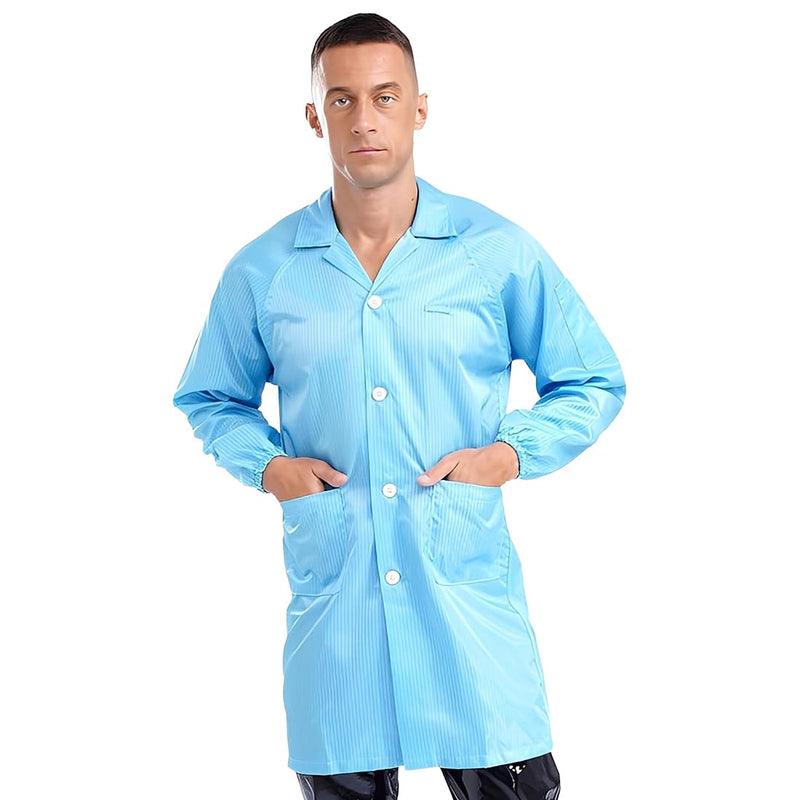 Pack of 1 Washable Gown Protective Gown, Antistatic Clothing, Liquid-Proof, Reusable, Ideal for Medicine, Laboratory, Food Industry, Painting, Blue, XL