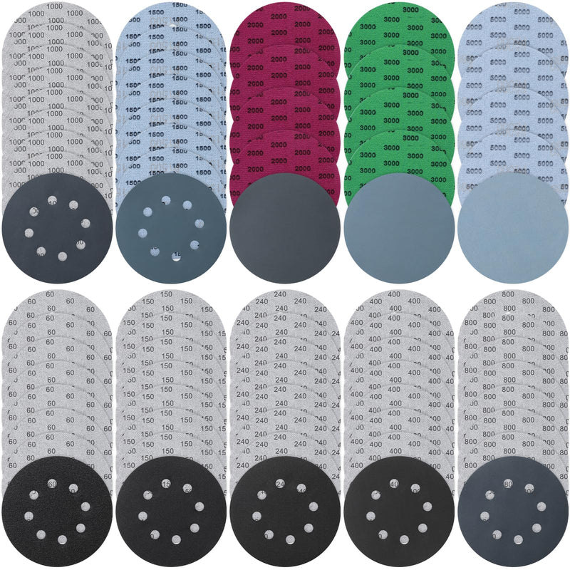 71 Stück Schleifpapier 125mm Klett Set, Trockene und Nasse Schleifscheiben | Körnungen 60/150/240/400/800/1000/1500/2000/3000/5000 Schleifpapier,für Die Verwendung An Automobilen, Metall und Holz