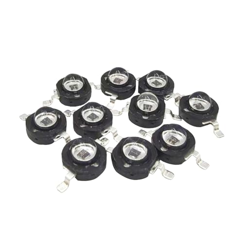 Pack of 10 High Power LED Chip 3 W Infrared 90 Degree IR 850 nm / 400 mA - 500 mA / DC 1.4 V-1.6 V 3 Watt SMD COB Light Emitter Diode for DIY Without Board 850 nm 90°