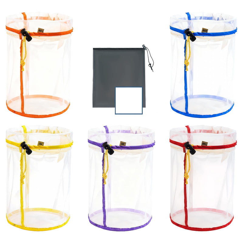 5 Gallon Mesh Bubble Bags for Sustainable Filtration of Herbal Extracts, Plant Bags, Press Strainer and Storage Bag Kit for Herbal Extraction and Production (25 to 220 Microns)