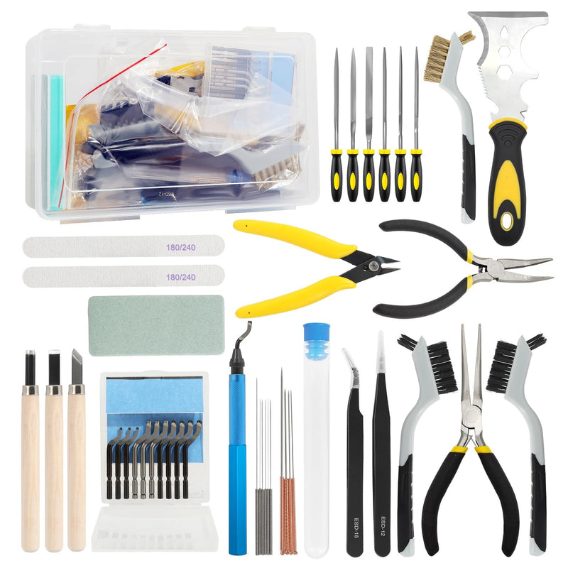 VASTOOLS Deburring Tool for 3D, 42 Pieces, Cleaning 3D Printer, Professional 3D Printing Accessory Set, Deburring Tool for Resin, Cleaning, Polishing Tools