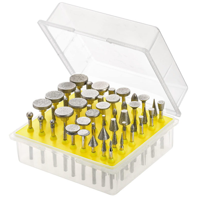 50 Piece Diamond Cutter Set, Diamond Grinding Pen Compatible with Dremel Grinding Attachments, Rotary Tool Accessories, 3 mm Shank Fit for Stone, Grinding, Polishing, Glass, Ceramic, Carving, Drilling