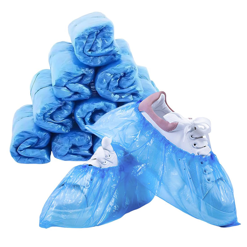 Shoe Covers Disposable Non-Slip Waterproof Overshoes for Men Women Size 25-45 Pack of 100 Blue