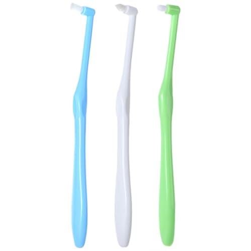 Tuft Toothbrush, Single Tufted Toothbrush, Pack of 3, Pointed / Round/Flat Bristles, Tufted Brush for Orthodontic Braces Bridge Detail Cleaning