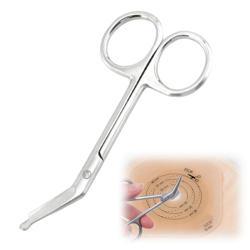 Ostomy Accessories Pouch Scissors with Blunt Round Tip for Colostomy Care, Stainless Steel, 110 mm, Pack of 1