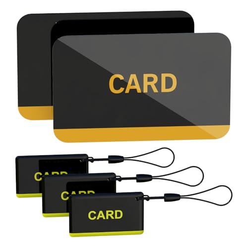 Anweller RFID Card, Black with Yellow Lettering, 13.56Hz Access Card, 5 Piece Set with Lanyard, Security Card for Access Control