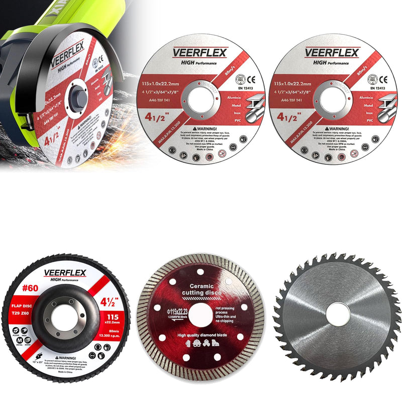 Set of 4 Cutting Discs 115 x 1 x 22.2 mm, Angle Grinder Discs 115 Set for Cutting Metal, Stone, Wood, Ceramic, Tile