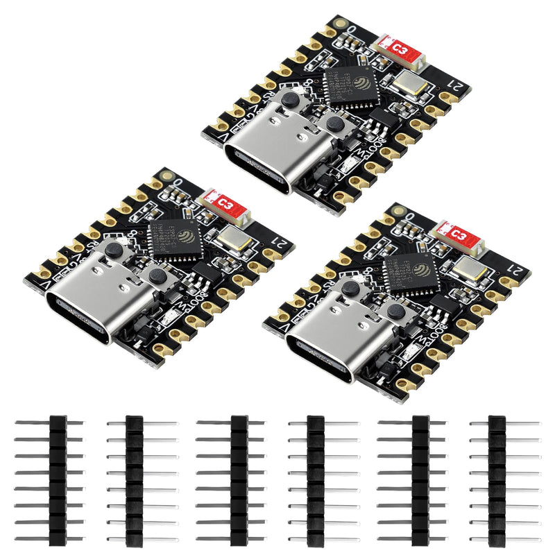 Heemol Pack of 3 for ESP32-C3 Super Mini Development Board with WiFi/Bluetooth 5.0 ESP32 Mini Module, RISC-V 32-bit CPU, 160MHz, 400KB SRAM, Ideal for IoT Arduin0 Wearables & Smart Home ESP32 C3 Mini