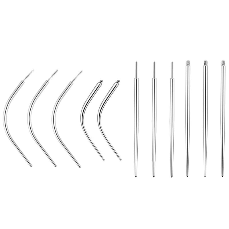 11 Piece Piercing Insertion Aid Curved Piercing Needles Set, Piercing Taper Insertion Surgical Steel Piercing Tool Body Stretching Kit Assistant Tool Piercings Needle for Ear Nose Lip Belly