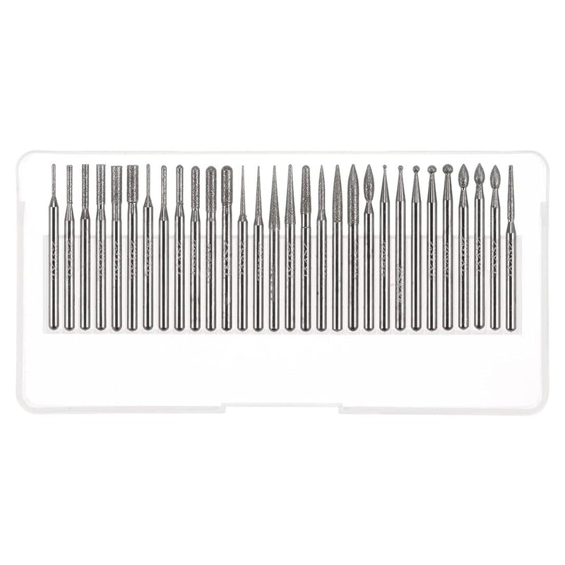 30 pieces diamond grinding pin, 3 mm, mini diamond burr, drill grinding pen, diamond cutter set, carbide grinding pin, diamond cutter grinding for gemstone, for grinding, polishing, engraving