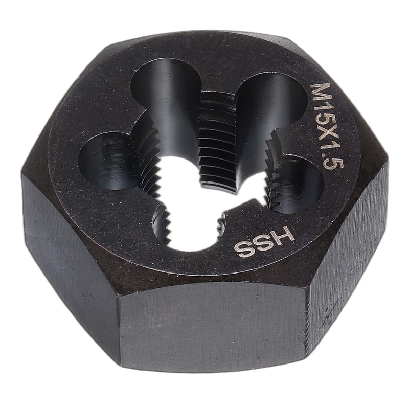 QUARKZMAN Hex Thread Die M15 x 1.5 Metric Thread Right Thread High Speed Steel Post Cutting Tool Tap Repair Tool