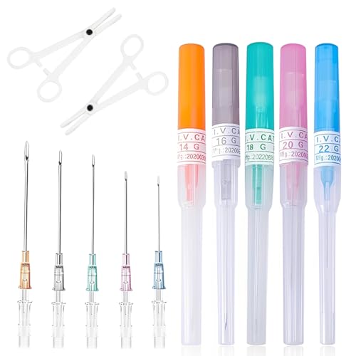 Piercing Needle Set, Piercing Needle Set, Piercing Needles, Mixed 14G-22G Catheter Needles, Piercing Kit, Piercing Accessories with 2 Clips