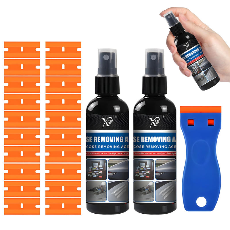 Dongcill Adhesive Remover – 200 ml Adhesive Residue Remover with Spatula | Plastic blades, sticker remover for windows, cars, which effectively removes stickers and labels from surfaces Black-200ml