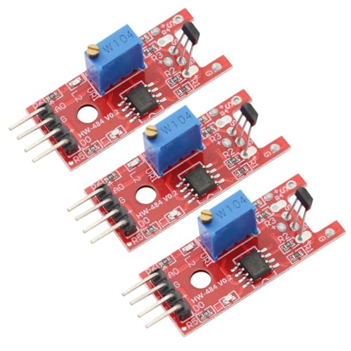 KY-024 Linear Magnetic Hall Sensor DC 5V LM393 Hall Effect Sensor with Magnetic Induction Probe Applicable for Motor Speed and Position Detection for Arduino (Pack of 3)