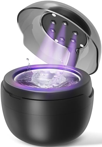 Ultrasonic Cleaner Dental Pod with 50 kHz, 250 ml Cleaning Device with 6 UV Disinfectant Lamps for Braces, Splints, Retainers, Dentures, Prostheses, Aligners & Jewellery