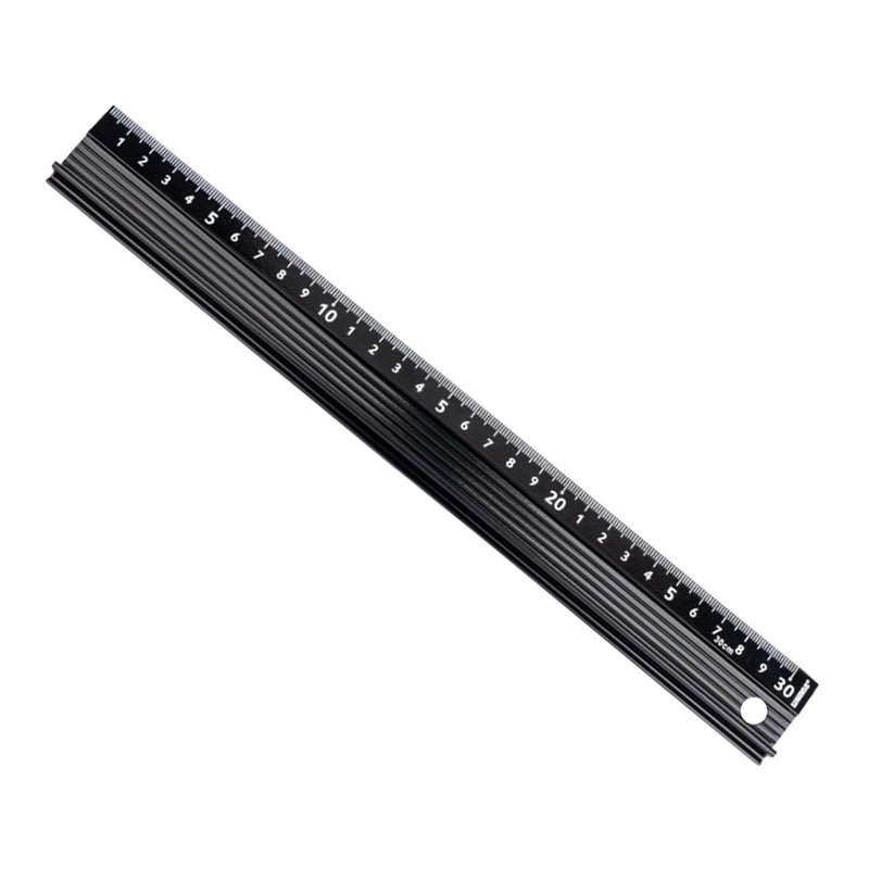 30 cm L-type cutting ruler made of aluminium alloy, non-slip metal measuring ruler with protective strip, precision ruler for cutting, drawing, measuring, carpentry, DIY