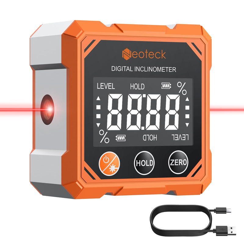 Neoteck Digital Protractor Inclinometer Laser Spirit Level with LCD Display Magnetic Inclinometer Level Box for Woodworking, Saw, Hanging Frame, DIY
