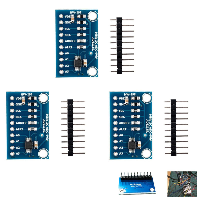 ADS1115 Module I2C, ADC Module 16 Bit 4 Channels, High Precision Analogue Digital Converter, Differential or Single Inputs, for Raspberry Pi, Microcontroller Projects, Measurement and Data Acquisition