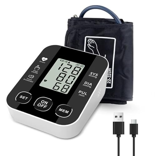 Upper Arm Blood Pressure Monitor with Large LCD Display, Blood Pressure Monitor, Automatic Blood Pressure Monitor with Voice Output, Large Cuff 22-36 cm, 2 x 99 Memory