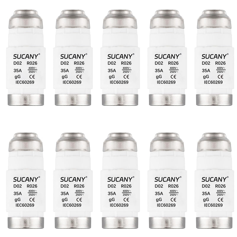 Ceramic Neozed Fuse Inserts, D02 35A gL/gG 400VAC E18 D0 Type Fuse Insert, for Cable and Line Protection (Pack of 10) D02 35A - 10 Stück
