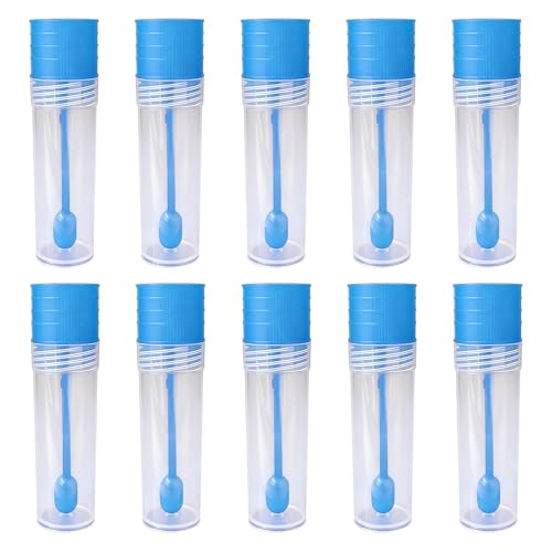 10 ampoules of 15 ml stool sample tubes, with spoon, dog feces sample tube, for removing dog / cat waste for testing purposes | Shatter-proof and lightweight, with sealing ring, leak-proof and odour-proof, includes spoon, easy sample collection