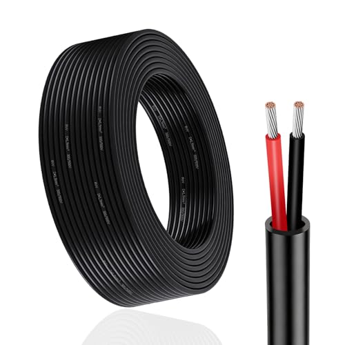 2 Core Vehicle Cable 5 m, 2 x 1.5 mm² Car Cable 12 V/24 V 2 Pin Power Cable Tinned Copper Cable for Trailer Truck LED Rear Lights, Flexible Low Impedance Extension Cable 2 x 1.5 mm² - round 5 metres