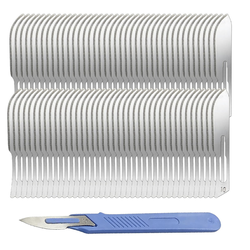 Pack of 100 Sterile Scalpel Blades Figure 10: Scalpel Blades Carbon Steel Replacement Blades, Sterilised Scalpel Blades Sterile for Scalpel Holder No. 3, for Paper Cutting Modeling, Medicine