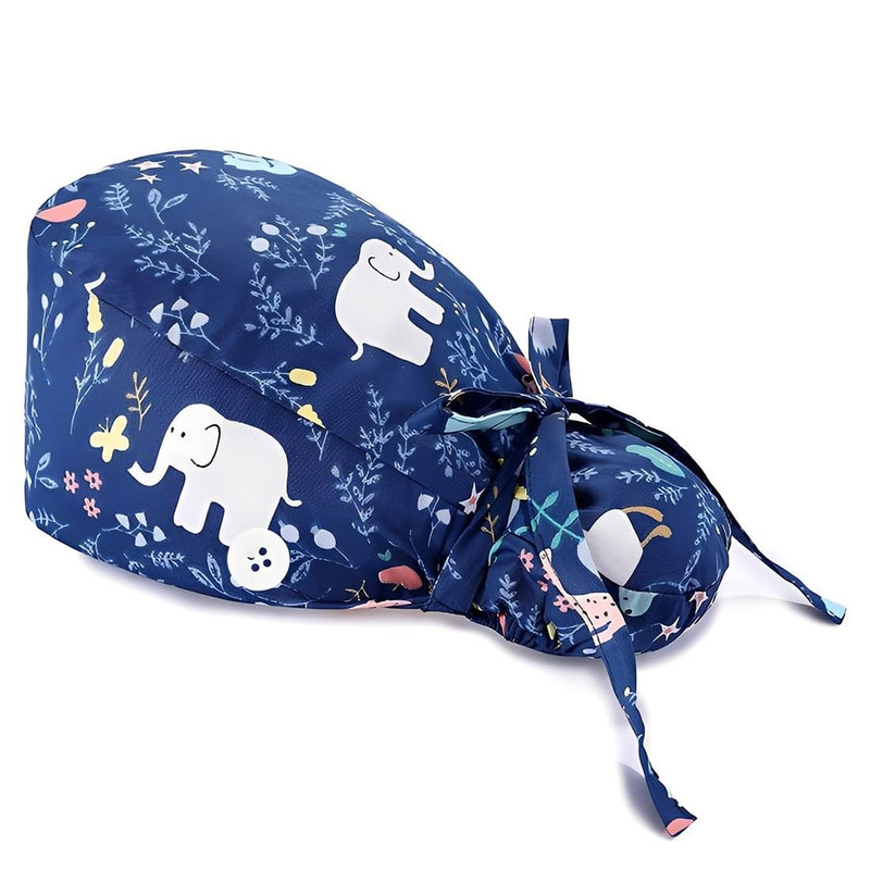 Surgical Caps, Women's Long Hair, Surgical Caps, Fabric Nurse Accessories for Doctors, Doctor Headgear, Comfortable Cover for Medical Procedures, Suitable for Long Hair, Elephant (Dark Blue)