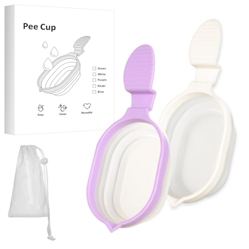 Urine Cup Pack of 2 Collapsible Sample Cups Reusable Sample Container for Pregnancy Ovulation Test 50ml