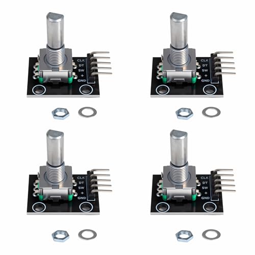 4 Pieces KY-040 Rotary Encoder Module Rotary Encoder, 360° Rotary Encoder Module with Rotary Encoder & Potentiometer Button, Static Torque Sensor for Electronics, Arduino & Multimedia