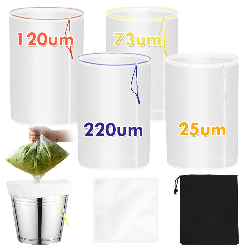 4 Bags All Mesh Bubble Bag, Bubble Bag 20 L 5 Gallon | For bag essence extraction bag kit, bubble bag with press strainer and carry bag, for herb extraction and production
