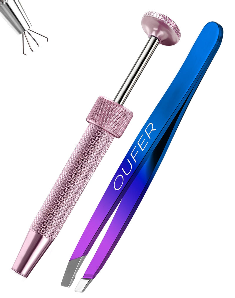OUFER Piercing Ball Grabber Hinged Clicker Segmen Septum Tool Tweezers Piercing Tools Body Piercing Kit Internal Thread Push Pin Male Thread Assistant Body Piercing Kit for Ear Nose Lip Tool Pink
