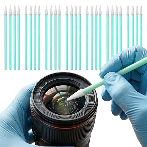 100 Pieces Dust-free Foam Swabs, Pointed Anti-Static Cleaning Swabs with PP Handle and Lint Free Cloth for Precision Optics Printheads