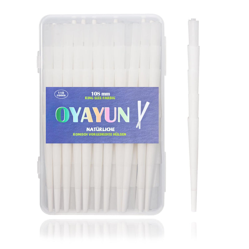 Pack of 110 108 mm King Size Cones, Conical Pre-Rolled Sleeves Pre Rolled Paper Premium Cones (White) White