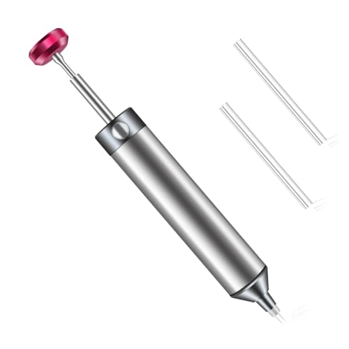 All-Metal Vacuum Soldering Extraction Desoldering Pump, Desoldering Tool with 2 Silicone Nozzles, High Suction Power, High Temperature Resistant Manual Solder Tin Extraction, Perfect Desoldering Tool