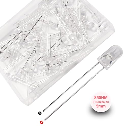 YIXISI 50 pieces 5 mm 850 nm LED infrared emitter, infrared diode LED emission, IR emission diode 5mm – 850nm IR transmitter