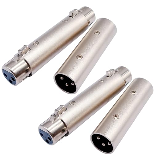 Xlr Plug, 4 Pieces Xlr Gender Changer Adapter, 3 Pin Male to Male/Female to Female Compatible with Microphone Mixer