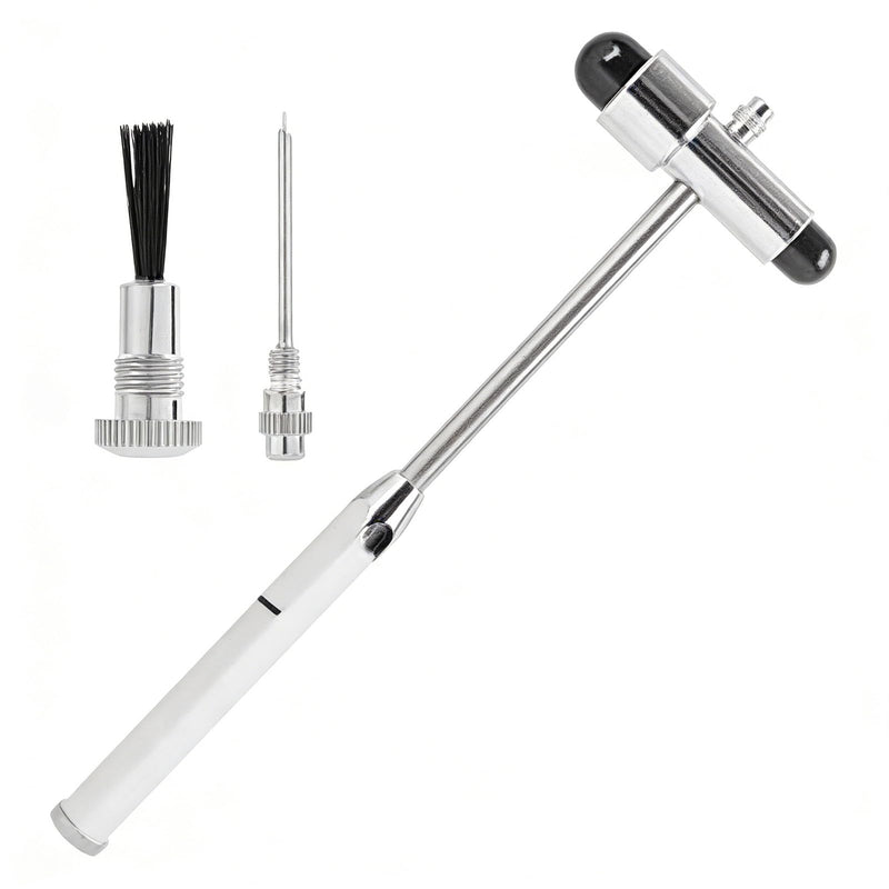 Neurological Reflex Hammer with Integrated Brush and Needle, High-Quality Double Plastic Head for Muscle Reflexes, Multifunctional Percussion Reflex Hammer for Nervous System Examinations, Pack of 1
