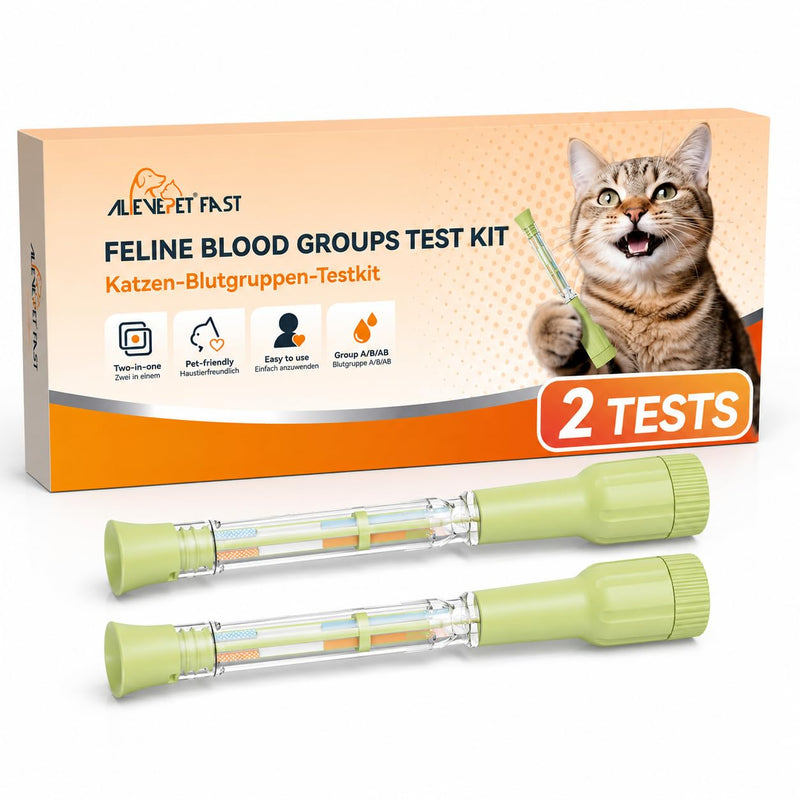ALEVEPET FAST Cat Blood Group Test Kit Blood Type Cat A/B/AB for Breeding Blood Transfusion 2 Tests