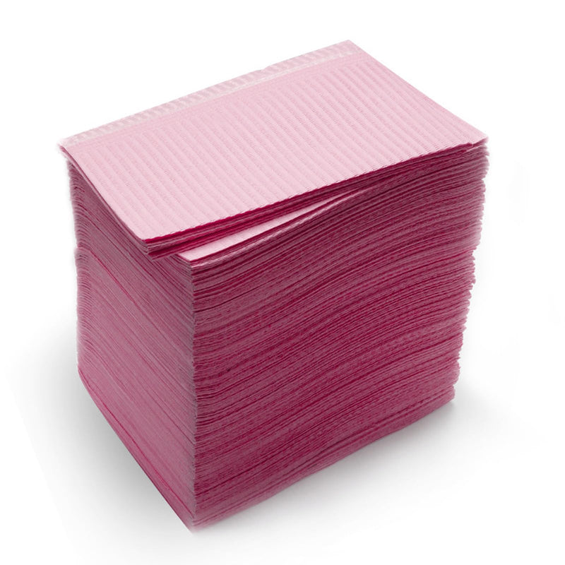 Pack of 125 Tattoo Underlay Waterproof Pink - Disposable 3-Layer Dental Napkins, Absorbent Tablecloths for Tattoo Studios, Dental Practice & Nail Studios, 32 x 45 cm - Tattoo Underlay Ideal