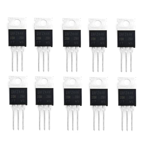 JZK IRFZ44N MOSFET Transistors | 49A 55V N-Channel Power MOSFET | TO-220AB Housing Field Effect Transistor for Electronic Circuits & Motor Control Pack of 10
