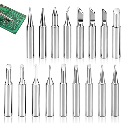 900M Soldering Tips Set for 936 Soldering Station Replacement Tips Pack of 17 | Various shapes compatible with 936 soldering stations (Yihua, Atten and Quick) for electronics, DIY and repair