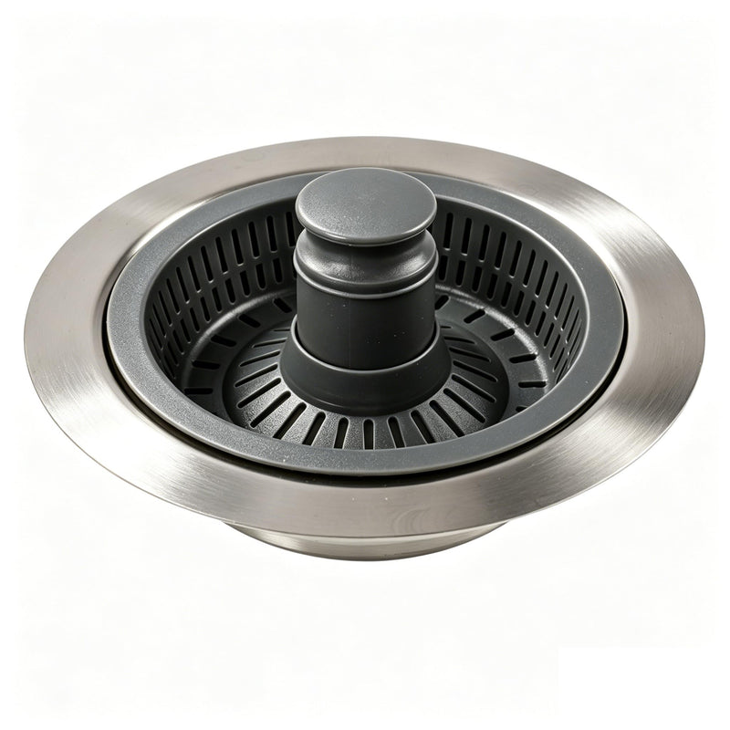 Stainless Steel Kitchen Sink Strainer Basket with Click Plug, 304 Stainless Steel Sink Drain Strainer with ABS Draining Basket and Plastic Lifter, Universal Drain Filter and Plug for Sink