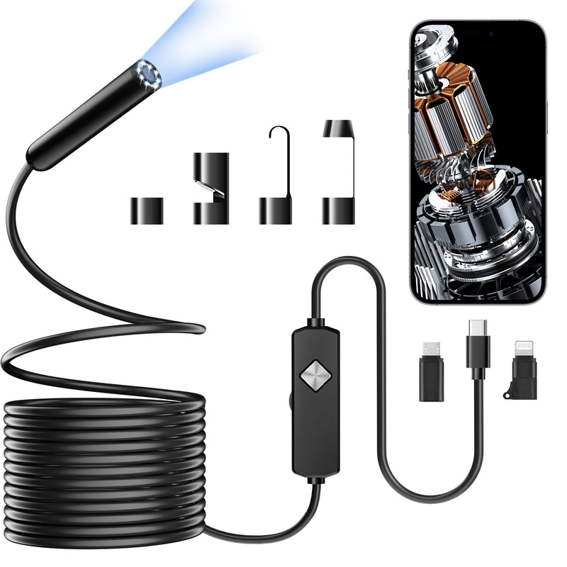 Endoscope Inspection Camera Semi Rigid Snake Cable Endoscope 1920P HD Dual Lens Endoscope Camera with Light 5 m single lens