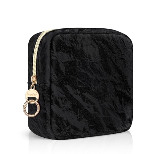 Sanitary Bag Small Hygiene Bag for Sanitary Towels Tampon Storage Bag for Sanitary Towels and Tampons Girls Period Panty Liners On the Go Emergency Set Gifts for Women 14 x 6 x 13.5 cm (Black) Black