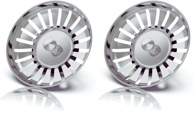 Strainer Basket Sink - Universal Sink Strainer Made of Hardened Steel with Innovative Plug Function - Blanco Strainer Basket - Ideal as Blanco Sink Replacement Part (Diameter 79 mm) (Pack of 2) Ø 79 mm (Pack of 2)