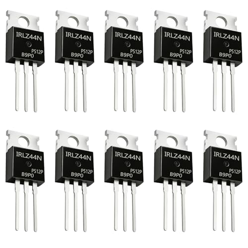 IRLZ44N N-Channel MOSFET Transistor 55V 47A 3-Pin TO-220AB Pack of 10 | IRLZ44N PBF Transistors Module for Switching PWM DIY Electronics, MOSFET Field Effect Transistor Rectifier for Motor Control