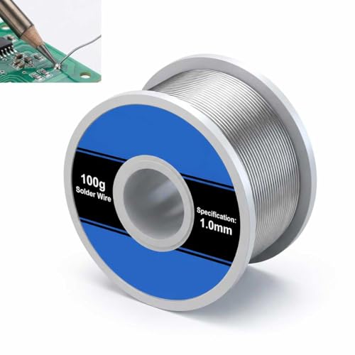 Solder with Flux 1mm 100g, Stable and Precise Welding | Solder wire for circuit boards, electronics repair, DIY, low temperature solder with rosin core for clean, stable soldering
